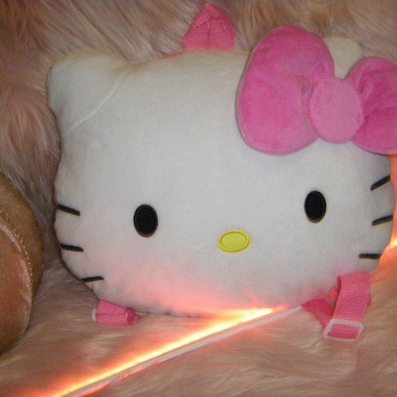 Sanrio Hello Kitty Head Plush Backpack 10"×12" Medium Licensed New Sealed - Picture 1 of 6